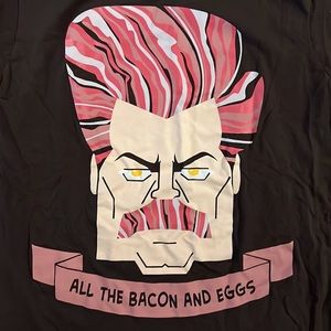 Ron Swanson Parks & Rec All The Bacon and Eggs Brown T-Shirt Ladies XL